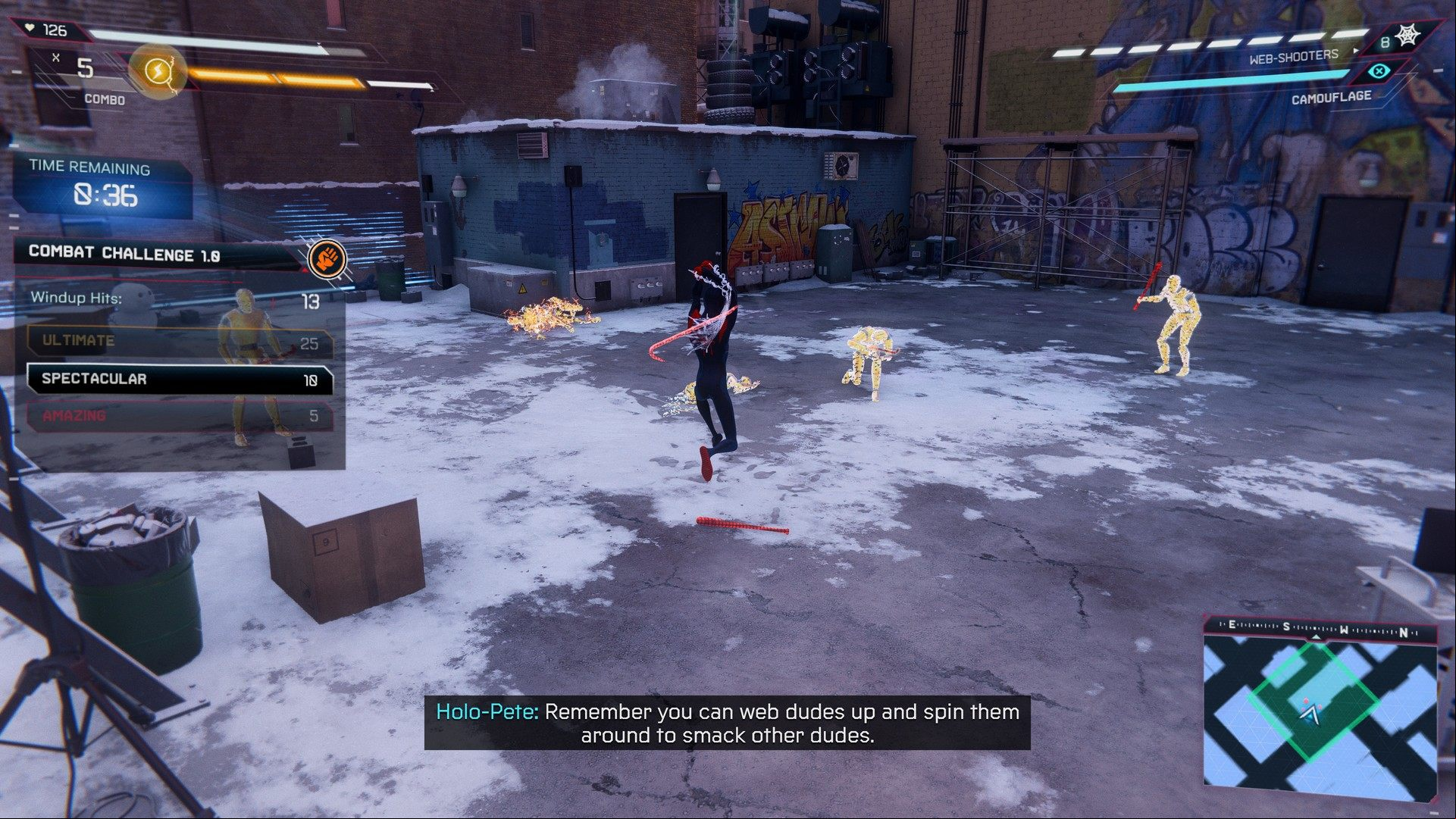 In the combat challenge 1 - Spider-Man Miles Morales: Combat challenges - all challenges - Challenges - Spider-Man Miles Morales Guide