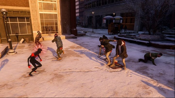 In Midtown, go to a designated location and defeat a gang of thieves who are trying to rob a man - Spider-Man Miles Morales: Crimes from the FNSM app - list, walkthrough - FNSM App - Spider-Man Miles Morales Guide