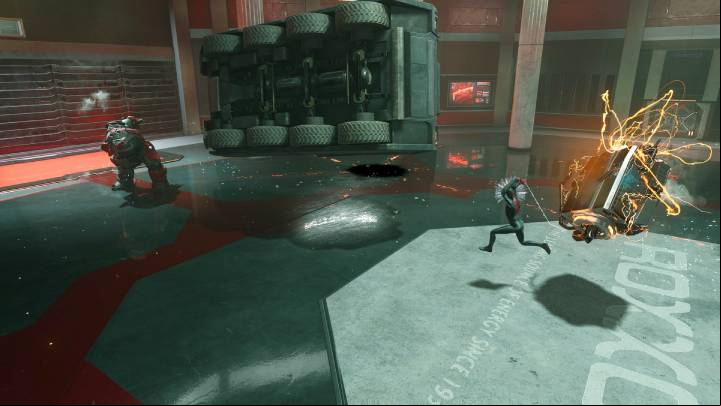 After Rhino loses most of his armor, he will start hurling vehicles at you, which will disintegrate into smaller pieces - Spider-Man Miles Morales: Roxxon Rhino boss - how to defeat him? - Bosses - Spider-Man Miles Morales Guide