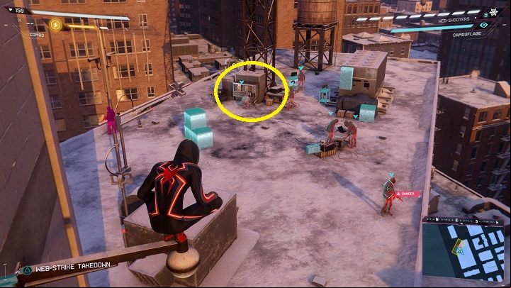 There is 1 activity available in this district from the FNSM application - Emergency comms down - Spider-Man Miles Morales: Harlem - map, location and collectibles - World Atlas - Spider-Man Miles Morales Guide