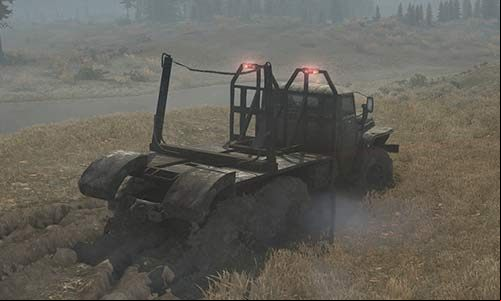 This truck received a log carriage. You are going to need a medium log cart in order to be able to carry goods. - Starting tips for Spintires MudRunner - Beginners Guide - Spintires MudRunner Guide and Tips