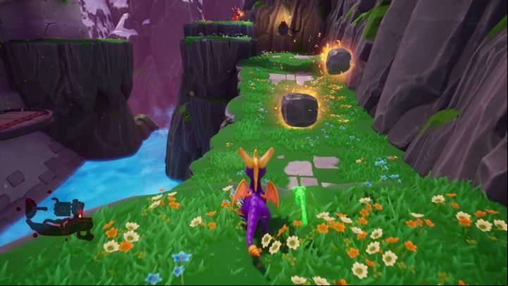 This way, you will come to the courtyard of the castle - Charmed Ridge | Spyro: Year of the Dragon Walkthrough - Evening Lake - Spyro Reignited Trilogy Guide
