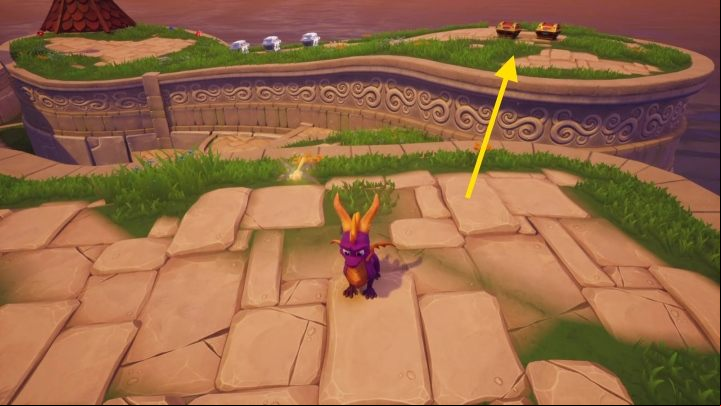 Then jump to the adjacent platform - Town Square | Spyro The Dragon Walkthrough - Artisans - Spyro Reignited Trilogy Guide