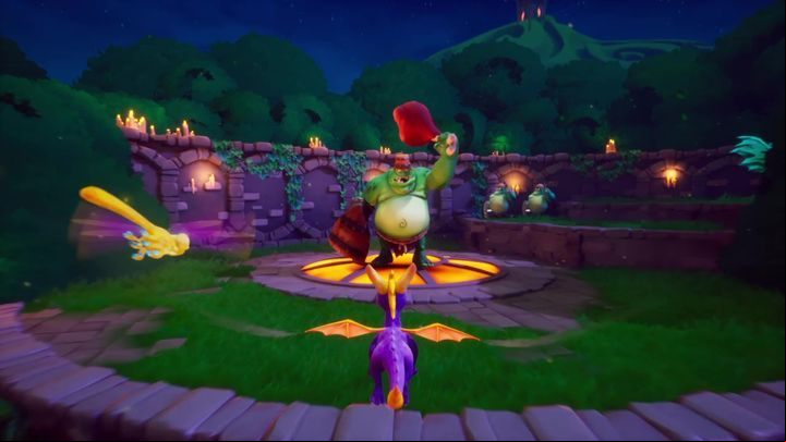 By the way, use the pedestal to fly to the surrounding shelf with trolls - Dark Hollow | Spyro The Dragon Walkthrough - Artisans - Spyro Reignited Trilogy Guide