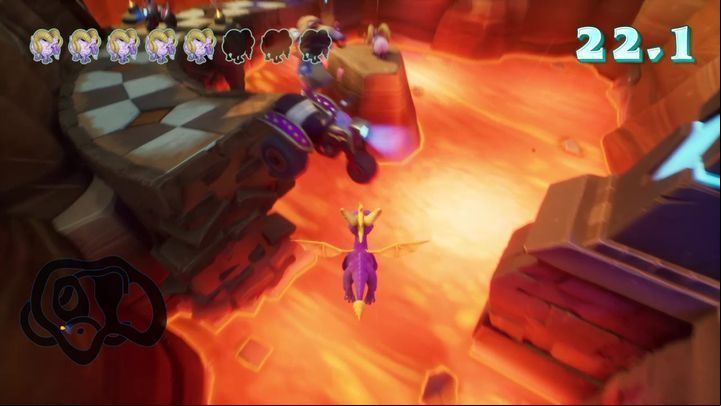 It is important to also eliminate the biker in the air - Canyon Speedway | Spyro 2 Riptos Rage Walkthrough - Winter Tundra - Spyro Reignited Trilogy Guide