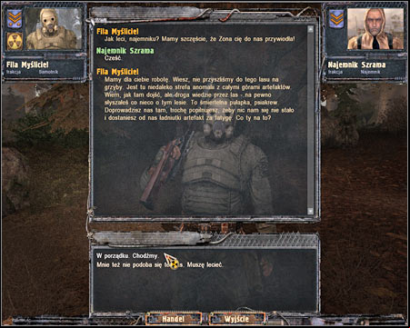 It's important that you stay close to the main group, so you won't have to worry about finding yourself too close to dangerous anomalies - Red Forest - Quests - part 2 - Walkthrough - S.T.A.L.K.E.R.: Clear Sky - Game Guide and Walkthrough