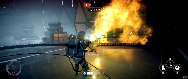 A flamethrower inflicts damage continuously over a period of time - Battlefront 2: classes | Heroes, vehicles and - Heroes, vehicles and - Star Wars Battlefront 2 Game Guide