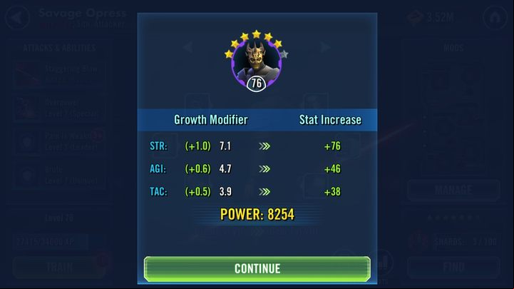1 - Character stars | Character development - Characters development - Star Wars: Galaxy of Heroes Game Guide