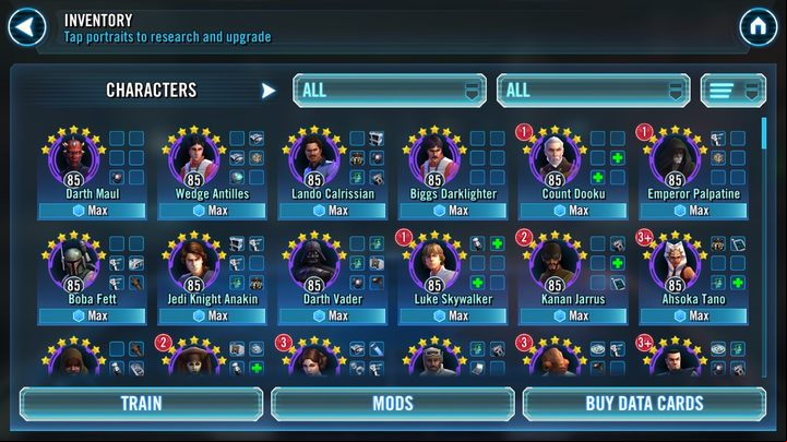 Every month there will also be prizes for daily log-ins to the game, where character shards will also appear - How to unlock new characters? | FAQ - FAQ - Star Wars: Galaxy of Heroes Game Guide