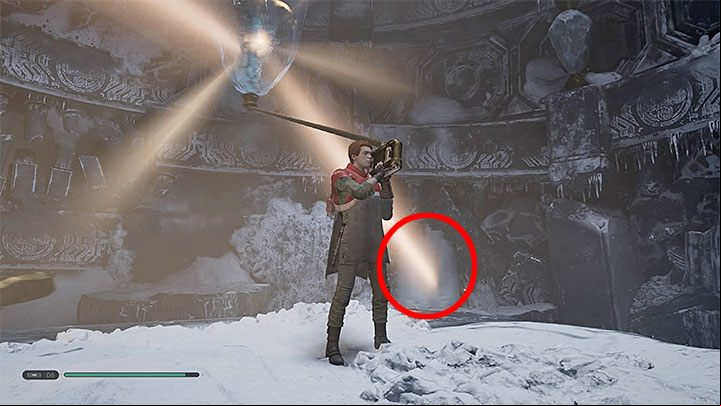 Use Force Pull on the line attached to the crystal - Chapter 5 Ilum | Fallen Order Walkthrough - Main Story - Star Wars Jedi Fallen Order Guide