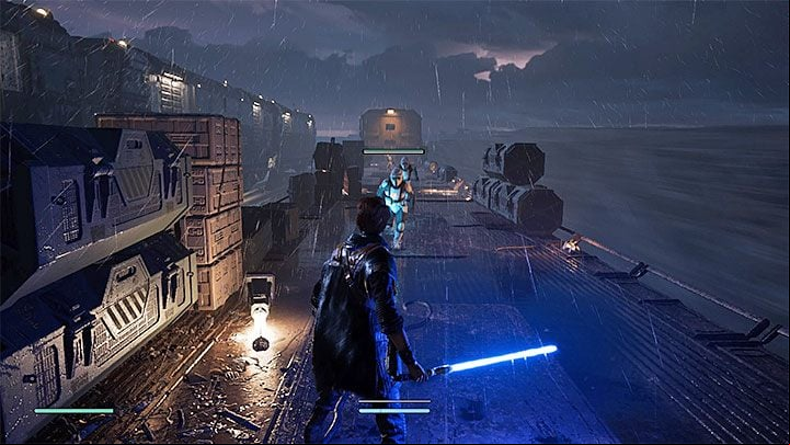 Run through the burning railcar and then climb again - Prologue | Fallen Order Walkthrough - Main Story - Star Wars Jedi Fallen Order Guide