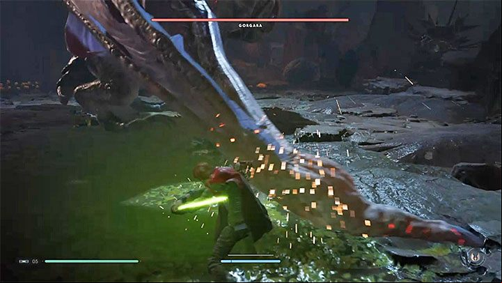 During the fight, Gorgara attacks primarily by hitting the ground with its upper limbs - Gorgara | Fallen Order Boss - Bosses - Star Wars Jedi Fallen Order Guide