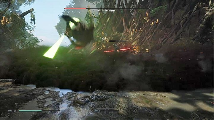 The third phase starts unofficially when the boss has 1/3 of her health bar left - The Ninth Sister | Fallen Order Boss - Bosses - Star Wars Jedi Fallen Order Guide