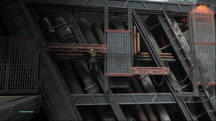 When you get through the gate, you will be forced to jump onto the wall and go through it to the other side of the location - How to install the mechanism on Kashyyyk in Jedi Fallen Order? - Riddles - Star Wars Jedi Fallen Order Guide