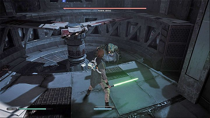 You can defeat Rabid Jotaz once you reach chapter 3, specifically after you return on Zeffo to find the Tomb of Miktrull - Rabid Jotaz (Zeffo) | Fallen Order Boss - Bosses - Star Wars Jedi Fallen Order Guide