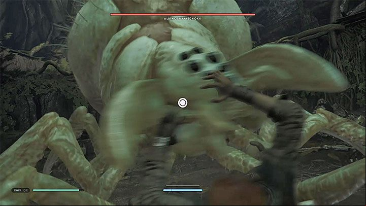 The fight can begin in two ways - you can attack the spider by jumping on it or the spider can surprise you - Albino Wyyyschokk (Kashyyyk) | Fallen Order Boss - Bosses - Star Wars Jedi Fallen Order Guide