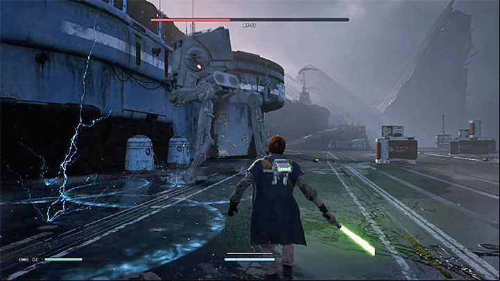 The second type of AT-ST walker attacks is a grenade launcher strike - AT-ST (planet Zeffo) | Fallen Order Boss - Bosses - Star Wars Jedi Fallen Order Guide