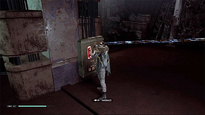 Use the Force Push on the damaged age and squeeze through the walls - Chapter 4 The Prison | Fallen Order Walkthrough - Main Story - Star Wars Jedi Fallen Order Guide