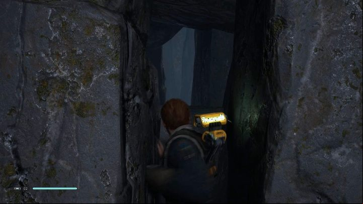 Narrow roads lead to the tomb, mainly those that involve squeezing between the rocks - Tomb of Eilram | Jedi Fallen Order Tombs - Tombs - Star Wars Jedi Fallen Order Guide