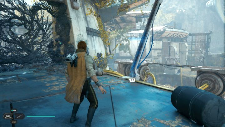 Start by using the Force at the location in the picture - Jedi Survivor: Going through the Forest Array on Koboh - Puzzles - Star Wars Jedi Survivor guide