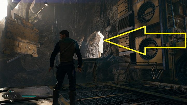 In the next room, after using BD-1 for hacking, you will find a mine that you will have to guide to a wall that can be destroyed - Jedi Survivor: Derelict Dam - list of secrets, part 3 - Koboh - Star Wars Jedi Survivor guide
