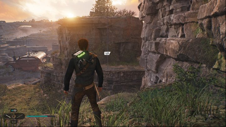 From the place where you found the last collectible, you can go to the right and jump down to the ledge below (you can also get to the same place from the vines mentioned in the previous subsection) - Jedi Survivor: Southern Reach - list of secrets, part 1 - Koboh - Star Wars Jedi Survivor guide