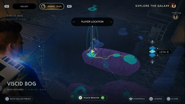 Now the only thing left to do is to go back to the place where you found the echo with the Abominable Swamp, and then to the hill from which you started jumping to the aforementioned secret - Jedi Survivor: Viscid Bog - list of secrets - Koboh - Star Wars Jedi Survivor guide