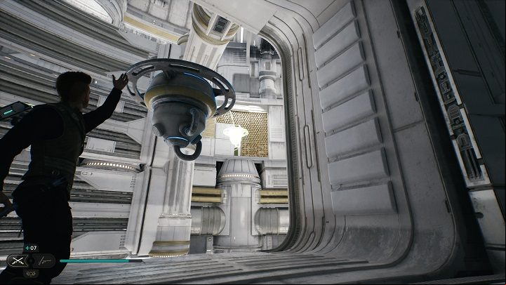 Take one balloon and toss it outside towards the metal grate used for climbing - Jedi Survivor: Diagnostics Corridor - list of secrets - Koboh - Star Wars Jedi Survivor guide
