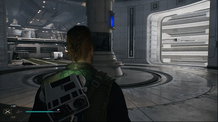 In the room where you found the previous collectible, you must use the fuse until the opposite age on the right side (looking from the meditation point) is open - Jedi Survivor: Diagnostics Corridor - list of secrets - Koboh - Star Wars Jedi Survivor guide