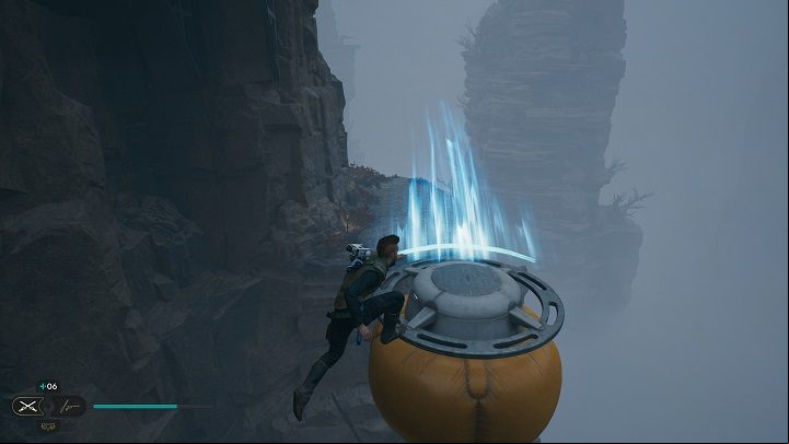 Use the balloon again and jump down to the platform on the left - Jedi Survivor: Fogged Expanse - list of secrets - Koboh - Star Wars Jedi Survivor guide