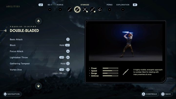 Cal uses a lightsaber with 2 blades - Star Wars Jedi Survivor: Lightsaber combat stances - Basics - Star Wars Jedi Survivor guide