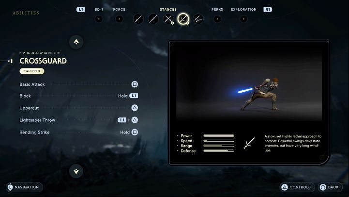 This stance is made for very slow but powerful attacks, which can be additionally charged to inflict even more damage - Star Wars Jedi Survivor: Lightsaber combat stances - Basics - Star Wars Jedi Survivor guide