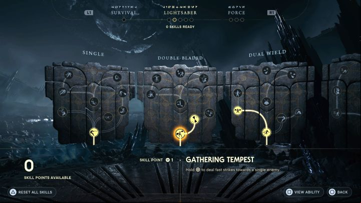 Each stance has its own separate skill tree and you can buy more by spending 1 or more skill points on them - Star Wars Jedi Survivor: Lightsaber combat stances - Basics - Star Wars Jedi Survivor guide