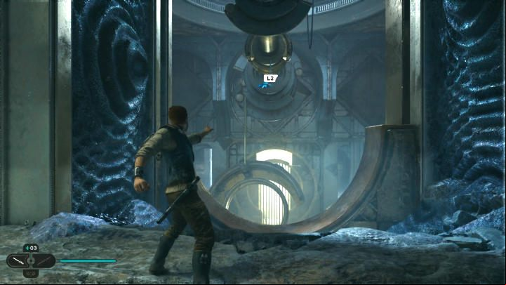 Force Pull the element needed for the door and place it on the anchor on the left - Star Wars Jedi Survivor: Find Gyro Module - Walkthorugh - Star Wars Jedi Survivor guide