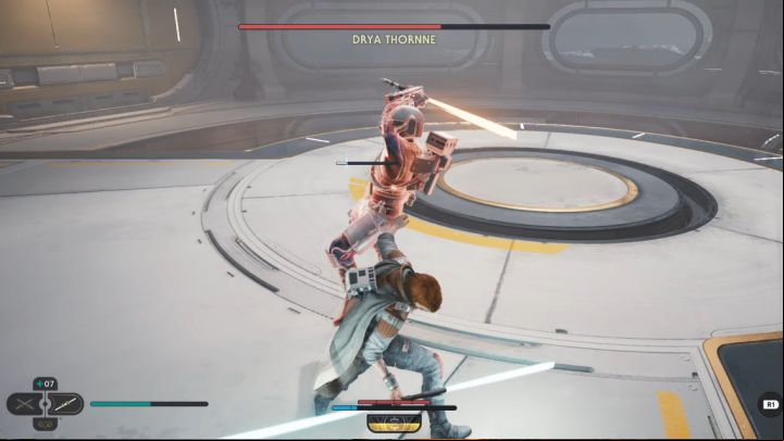 In close combat, the boss relies mainly on standard attacks - Jedi Survivor: How to defeat Drya Thornne on the Shattered Moon? - Bosses - Star Wars Jedi Survivor guide