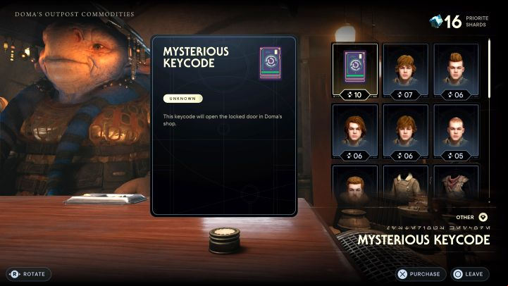 1 - Star Wars Jedi Survivor: Mysterious Keycode in Domas Outpost Commodities - Unique Collectibles - Star Wars Jedi Survivor guide