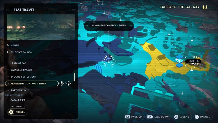 On the planet Koboh you have to reach the Alignment Control Center - it is near the Rambler's Reach Outpost which you visit in the main storyline - Star Wars Jedi Survivor: Map Upgrades - Unique Collectibles - Star Wars Jedi Survivor guide