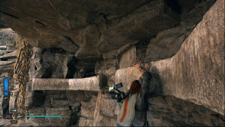 Move along the edge to the left and reach the second climbing wall - Jedi Survivor: Chamber of Clarity on Koboh - Puzzles - Star Wars Jedi Survivor guide