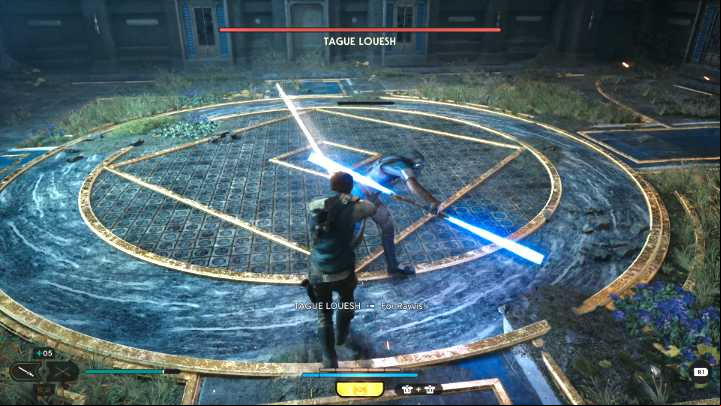 After entering the building, you will be attacked by Tague Louesh, one of the bosses of Star Wars Jedi Survivor - Star Wars Jedi Survivor: Research Tanalor - Walkthorugh - Star Wars Jedi Survivor guide