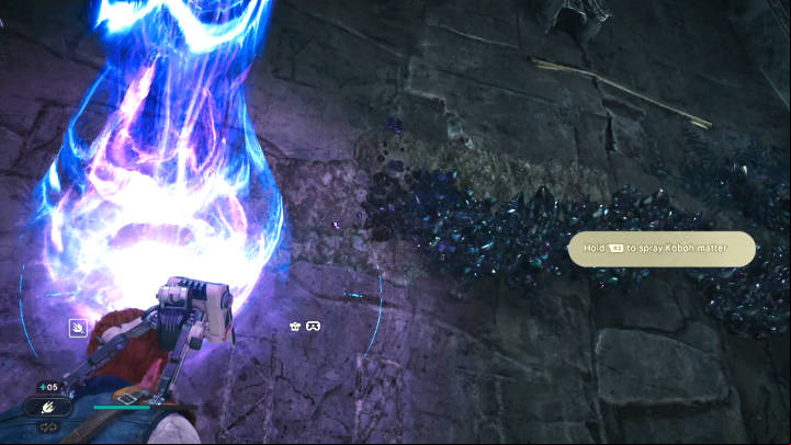 Interact with the machine by the wall to unlock a new ability for BD-1 called Koboh Grinder - the robot will now be able to shoot Koboh matter - Star Wars Jedi Survivor: Research Tanalor - Walkthorugh - Star Wars Jedi Survivor guide
