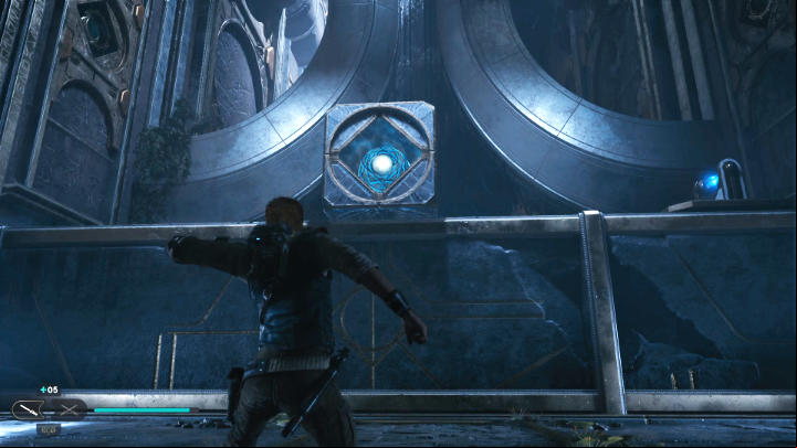 Go through the gap in the wall in the middle of the room and take the square piece off the shelf - Star Wars Jedi Survivor: Research Tanalor - Walkthorugh - Star Wars Jedi Survivor guide