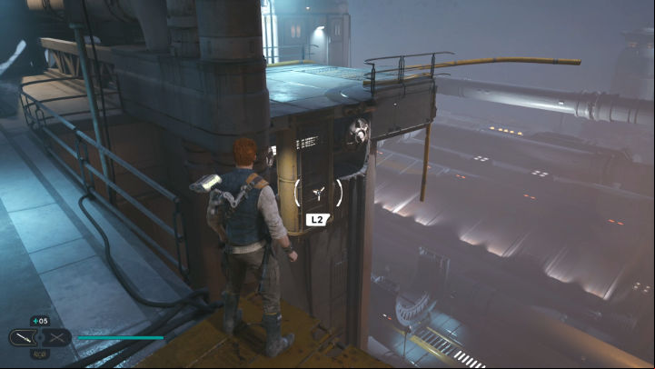 When you land at the moon base, use the nearby elevator to go down - Star Wars Jedi Survivor: Research Tanalor - Walkthorugh - Star Wars Jedi Survivor guide