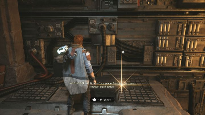 This Jedha Scroll is in a side area on the ground floor which is accessed by using a narrow age leading between the walls - Jedi Survivor: The Archive on Jedha - list of secrets - Jedha - Star Wars Jedi Survivor guide