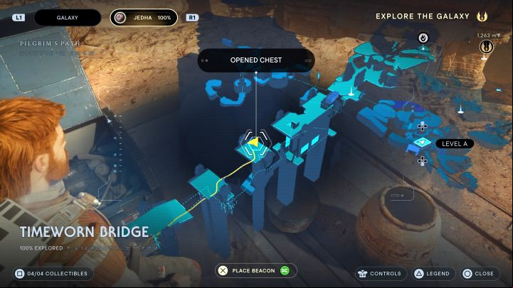 You will reach a place where you can cut the ropeand create a shortcut - Jedi Survivor: Timeworn Bridge on Jedha - list of secrets - Jedha - Star Wars Jedi Survivor guide