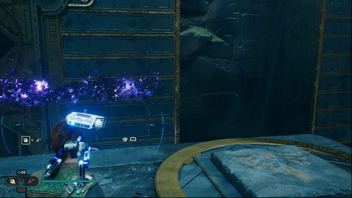 Now you need to use the BD-1 grinder and guide the stream to the right, while standing on the above-mentioned buttons when it's needed (this way you will by the waterfall that prevents you from using the grinder) - Jedi Survivor: Chamber of Connection - list of secrets - Koboh - Star Wars Jedi Survivor guide