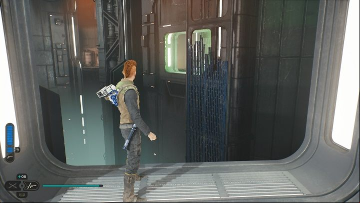 Turn away from the previously opened chest and head to the right - you will find a wall to climb next to the green barrier - Jedi Survivor: Loading Gantry - list of secrets - Koboh - Star Wars Jedi Survivor guide