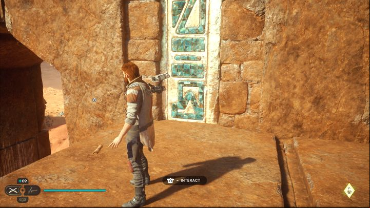 The Jedha scroll is on a lower shelf in the same ruins where you found the essence described above - Jedi Survivor: Arid Flats on Jedha - list of secrets - Jedha - Star Wars Jedi Survivor guide