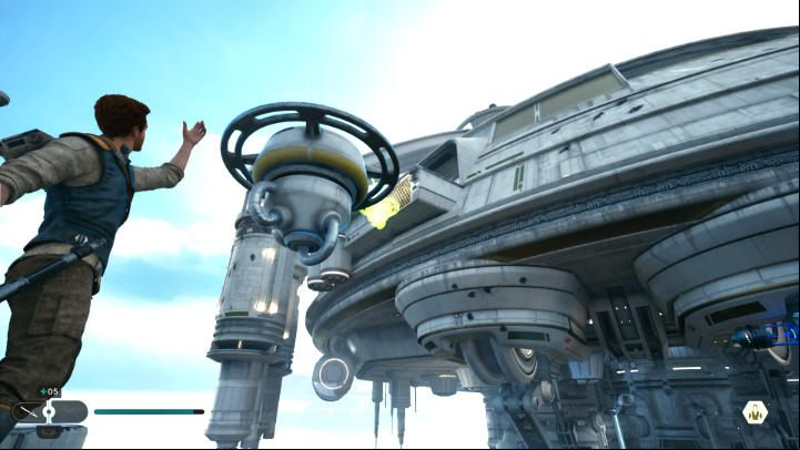 When you're on the other side, activate the arm again so you can use the balloons - Star Wars Jedi Survivor: Confront Dagan at the Koboh Observatory - Walkthorugh - Star Wars Jedi Survivor guide