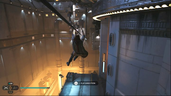 You must start in the main part of the region and use the climbing walls and running walls from Picture 1 - Jedi Survivor: Assembly Staging on Shattered Moon - list of secrets - Shattered Moon - Star Wars Jedi Survivor guide