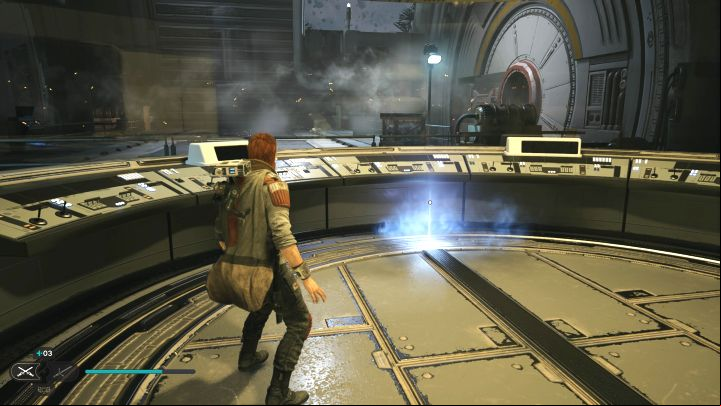 After acquiring the previous collectible, return to the lower level, by the large stream of energy, and reach the control room from where you can see the mining cannon - Jedi Survivor: Array Channel on Shattered Moon - list of secrets - Shattered Moon - Star Wars Jedi Survivor guide